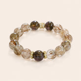 Golden rutilated quartz and smoky quartz bracelet for wealth, grounding, and energy healing