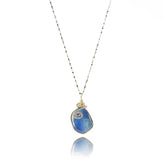 Starborn raw blue fluorite necklace hand-wrapped in silver