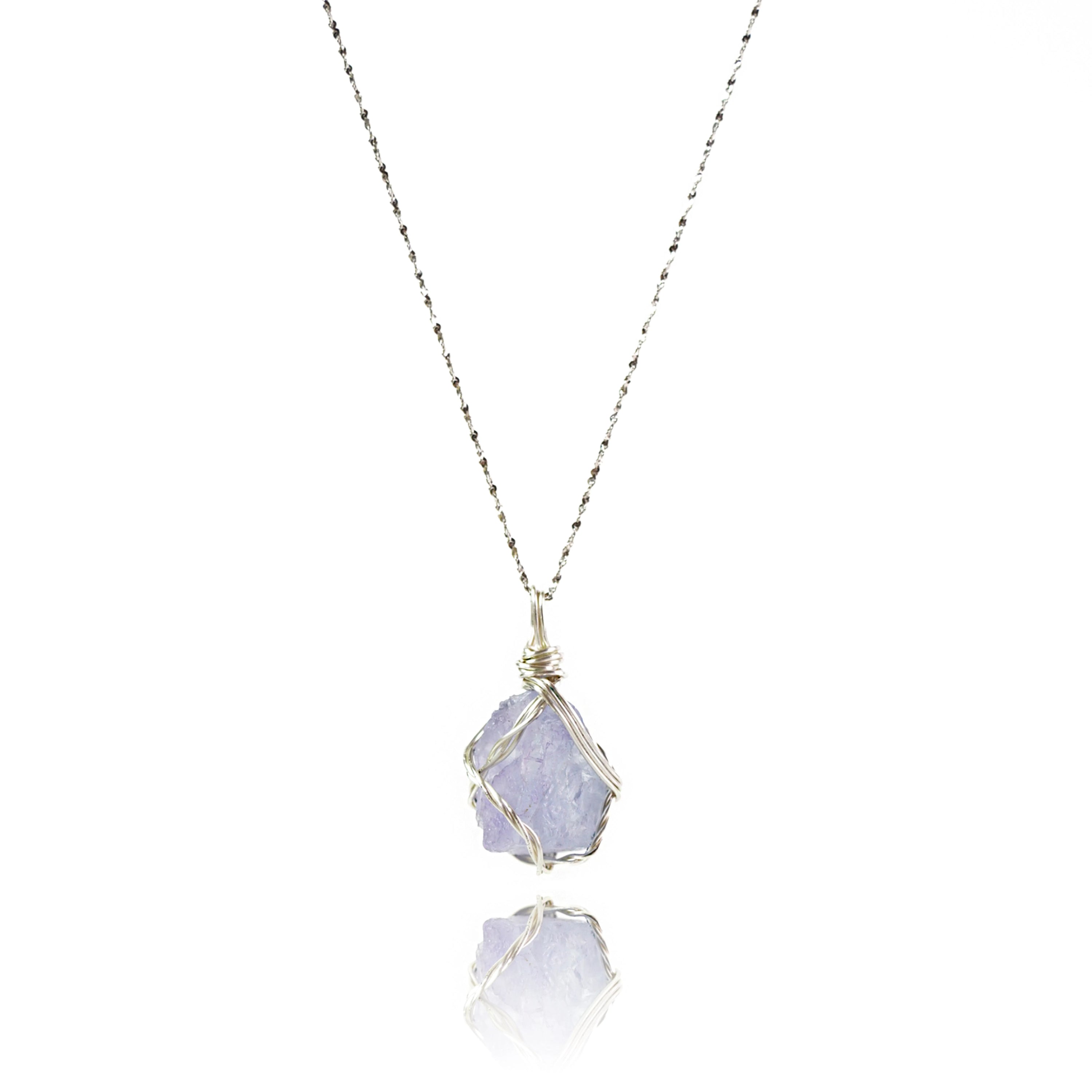 Soulmist fluorite necklace wrapped in silver wire