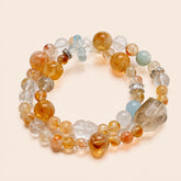 Multi-crystal gemstone bracelet with Citrine, Aquamarine, and Clear Quartz beads