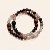 Tiger Eye, Obsidian and Rutilated Quartz healing bracelet for protection and prosperity