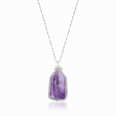 Amethyst Necklace|Handmade Jewelry with a Amethyst pendant on a white background