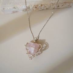 ''Heartsigh'' Rose Quartz Necklace|Handmade Jewelry For Love & Self-Healing - Auratract