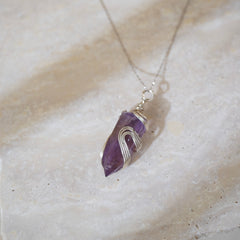 Handmade amethyst crystal necklace for spiritual calm