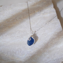 Spiritual blue fluorite crystal necklace for clarity and intuition