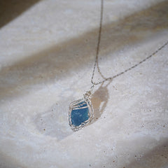 ‘’Moonveil‘’ Blue Fluorite Necklace|Handmade Jewelry For Clarity & Communication - Auratract