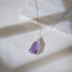 ‘’Soulveil‘’ Amethyst Necklace|Handmade Jewelry For Intuition & Healing - Auratract