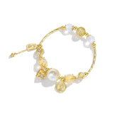 Natural Citrine, Moonstone & Clear Quartz Bracelet for Wealth & Balance