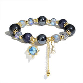 Cosmic Protection | Obsidian, Gray Moonstone & Blue Goldstone Bracelet - Auratract