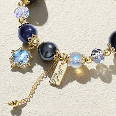 Cosmic Protection | Obsidian, Gray Moonstone & Blue Goldstone Bracelet - Auratract