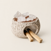nordic crystal cleansing burner with sage and palo santo smudge holder design