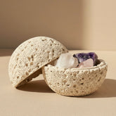 volcanic crystal cleansing bowl for holding sage, Palo Santo and crystals