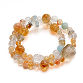 Citrine, Aquamarine, and Clear Quartz healing bracelet for wealth and peace