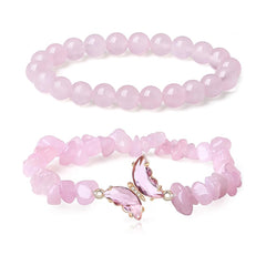 Butterfly Crystal Chip Bracelet Set | Love & Emotional Healing - Auratract