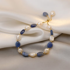Blue Aventurine & Freshwater Pearl Bracelet | Calming & Elegant - Auratract