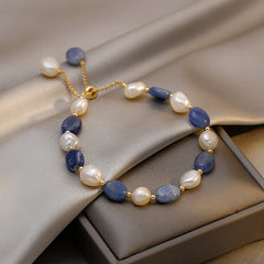 Blue Aventurine & Freshwater Pearl Bracelet | Calming & Elegant - Auratract