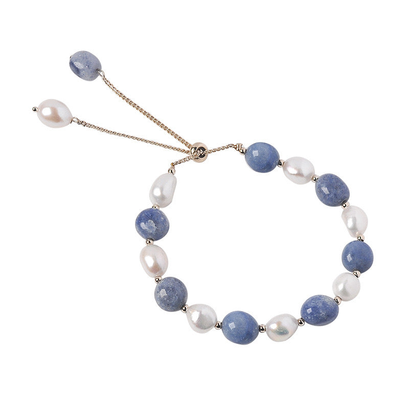 Blue Aventurine & Freshwater Pearl Bracelet | Calming & Elegant - Auratract