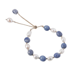 Blue Aventurine & Freshwater Pearl Bracelet | Calming & Elegant - Auratract
