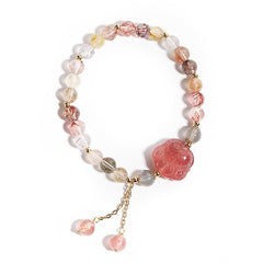 Strawberry Quartz Cat Paw Bracelet | Love & Emotional Balance - Auratract