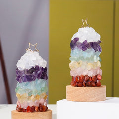 Chakra Crystal Healing Lamp – USB Powered Natural Gemstone Night Light - Auratract