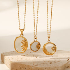 sun and moon shell necklace symbolizing balance and inner harmony
