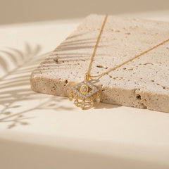 Evil Eye Zircon Necklace|for Protection, Strength & Positive Energy - Auratract