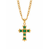 green zircon cross necklace for protection