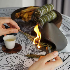 apanese wabi-sabi style aromatherapy burner for sage and incense