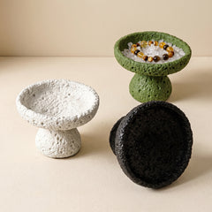 textured cement crystal cleansing bowls in nordic style displayed in multiple colors