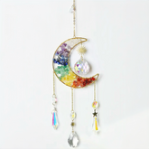 Moon-Shaped 7-Chakra Healing Crystal Hanging Decoration - Auratract