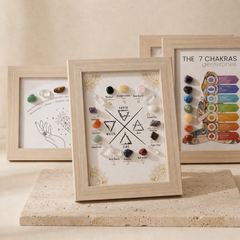 zodiac crystal display frame displayed with chakra and crystal decor frames for spiritual home styling