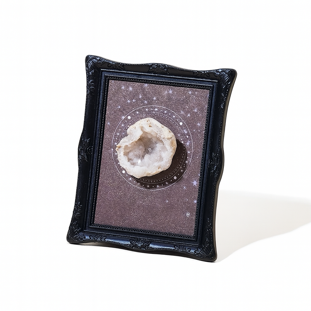 Vintage-style desk crystal display with raised stone