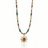Sunflower Necklace | Tiger’s Eye & Lapis Lazuli For Protection & Inner Peace - Auratract