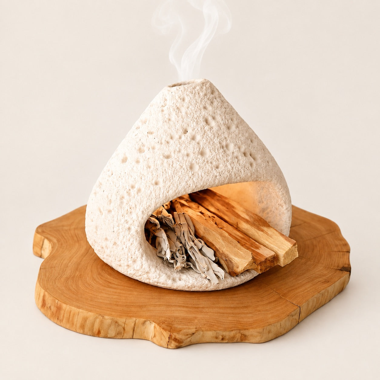 Textured ceramic smudge burner for Palo Santo, sage and incense