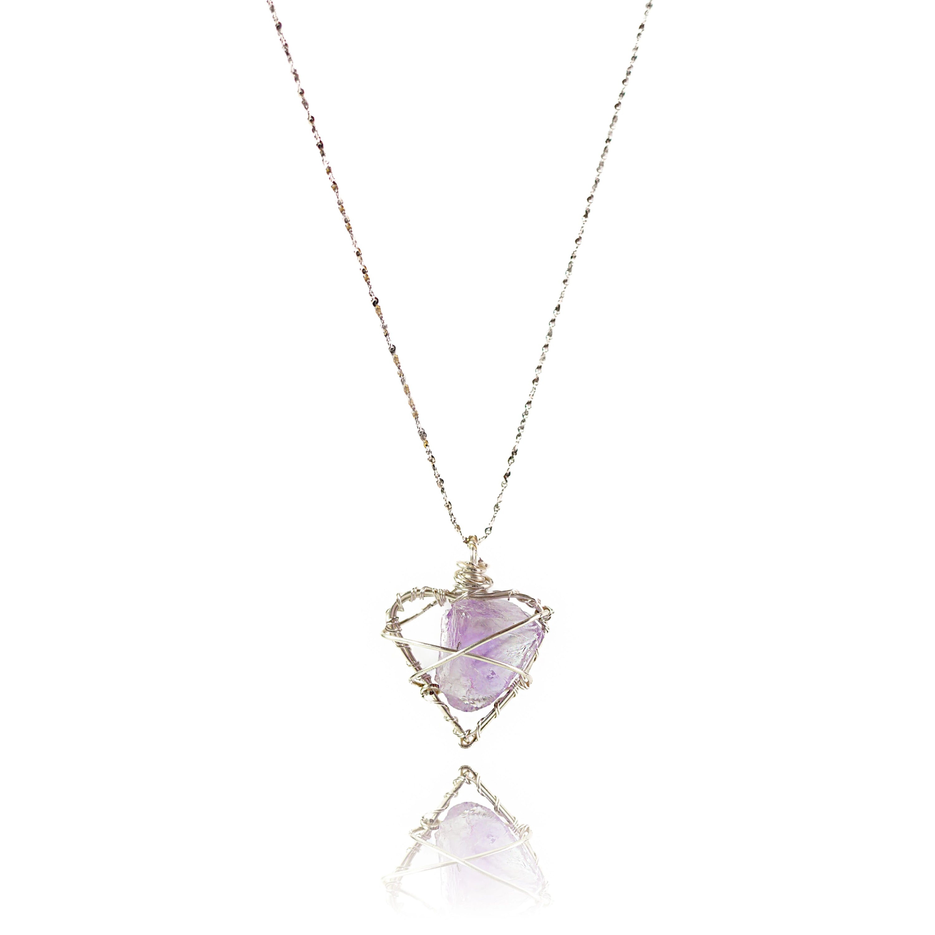 ‘’ Celestial Heart ‘’ Amethyst Necklace|Handmade Jewelry for Intuition & Calm - Auratract