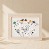 chakra crystal healing display frame with natural stones for balance and positive energy decor
