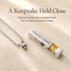 Open screw-top pet urn necklace showing silicone sealing ring and compartment for a small amount of ashes