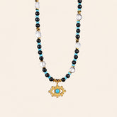 Evil Eye Obsidian Turquoise Necklace for Protection and Grounding