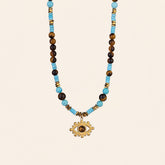 Evil Eye Tiger’s Eye Turquoise Necklace for Protection and Confidence