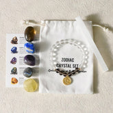 12 Zodiac Healing Crystal Rough Stones Bracelet Set - Auratract