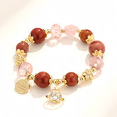 Peach Oolong Saturn Pendant Crystal Bracelet - Auratract