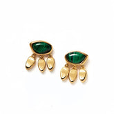 Malachite & Moonstone Gold Drop Earrings - Auratract