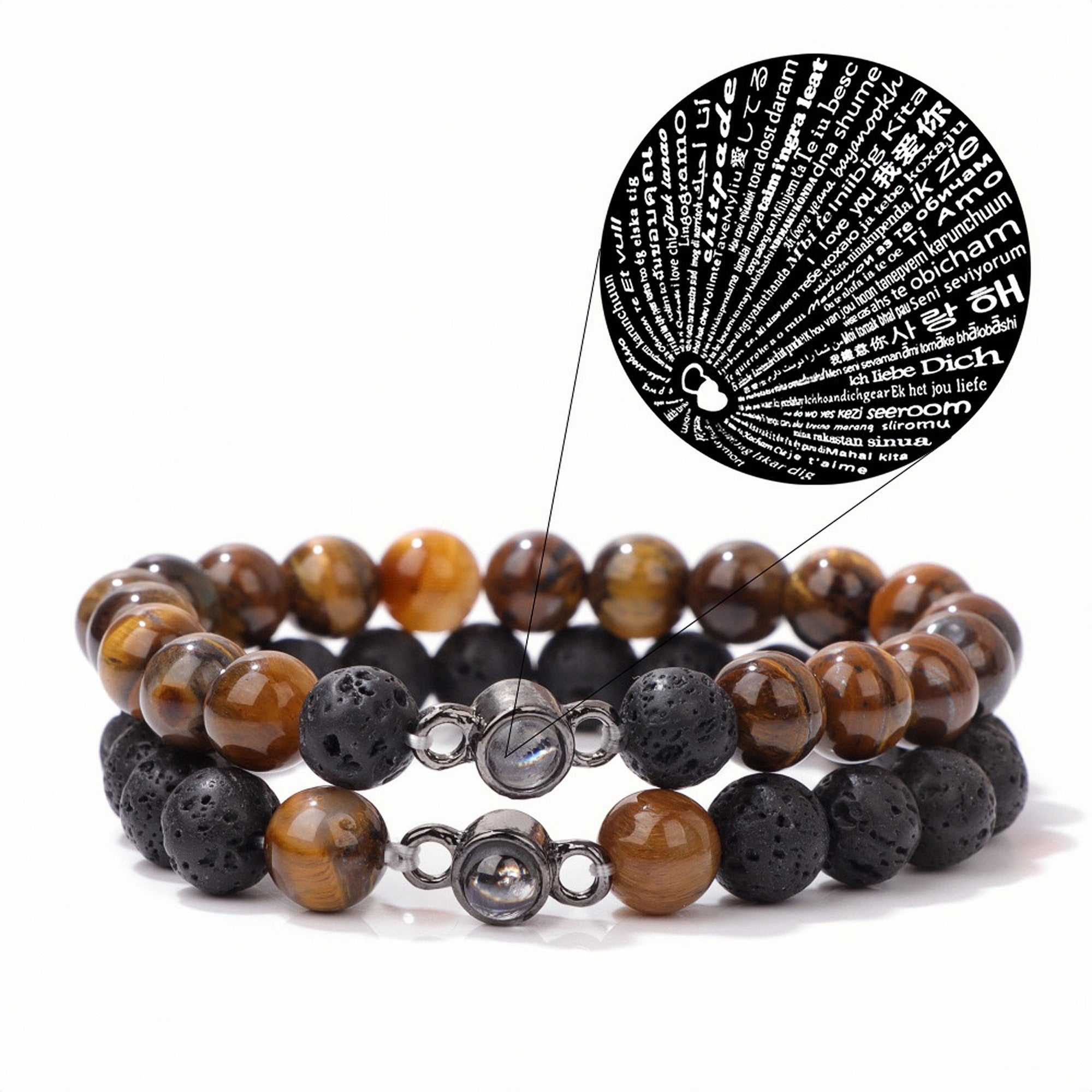 Projection Bracelet | 100 Languages of "I Love You" with Natural Crystals - Auratract