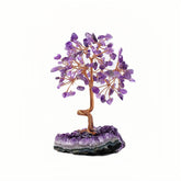 Amethyst Feng shui Crystal Tree of Wealth | Spiritual Healing Décor with Cluster Base - Auratract