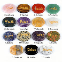 Natural Palm Stones with Inspirational Words | engraved worry stones for healing - Auratract