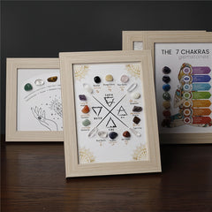 Zodiac Crystal Healing Stones Display Frame | Astrology Energy Balance Decor - Auratract