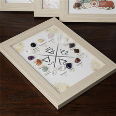 Zodiac Crystal Healing Stones Display Frame | Astrology Energy Balance Decor - Auratract