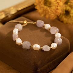 Luxury natural amethyst pearl bracelet, self-love and balance
