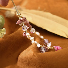 Purple Rhodonite & Pearl Handmade Bracelet | Love & Emotional Healing - Auratract