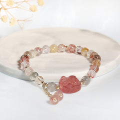 Strawberry Quartz Cat Paw Bracelet | Love & Emotional Balance - Auratract